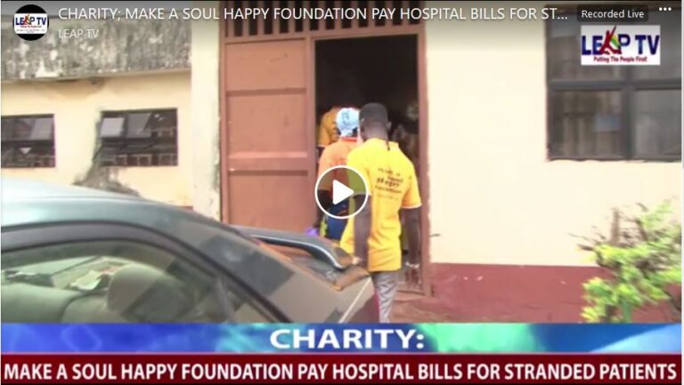 CHARITY; MAKE A SOUL HAPPY FOUNDATION PAY HOSPITAL BILLS FOR STRANDED PATIENTS