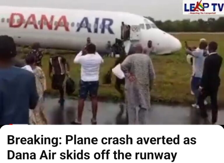 Breaking News: Plane Crash averted as Dana Air Skids off the runway